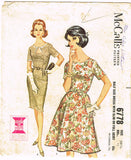 1960s Vintage McCalls Sewing Pattern 6778 Plus Size Keyhole Dress Size 41 Bust