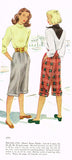 1940s Vintage McCall Sewing Pattern 6791 Cute Misses Knee Slacks Size 26 Waist