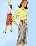 1940s Vintage McCall Sewing Pattern 6791 Cute Misses Knee Slacks Size 26 Waist