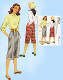 1940s Vintage McCall Sewing Pattern 6791 Cute Misses Knee Slacks Size 26 Waist