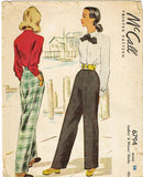 1940s Vintage McCall Sewing Pattern 6794 Misses Trousers or Slacks Size 28 Waist - Vintage4me2