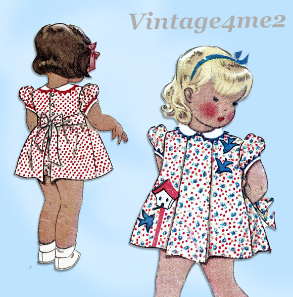 McCall 681: 1930s Sweet Baby Girls Apron Dress Sz 6 mos Vintage Sewing Pattern