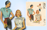 McCall 6818: 1940s Uncut Misses Double Keyhole Blouse 38 B Vintage Sewing Pattern
