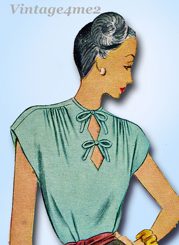 McCall 6818: 1940s Uncut Misses Double Keyhole Blouse 38 B Vintage Sewing Pattern