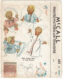 1930s Original Vintage McCall Sewing Pattern 682 Rare Smocked Infant Jacket Set
