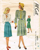 1940s Vintage McCall Sewing Pattern 6823 Little Girls Suit & Blouse Size 10 28B - Vintage4me2