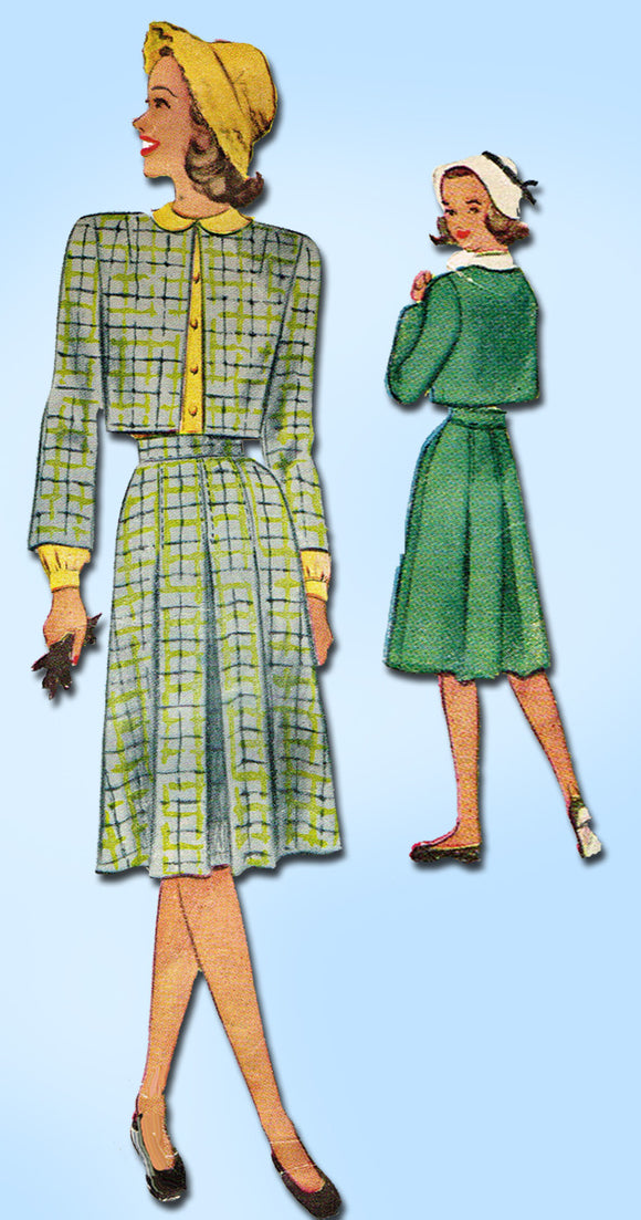 1940s Vintage McCall Sewing Pattern 6823 Little Girls Suit & Blouse Size 10 28B - Vintage4me2