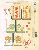 1960s Vintage McCall Embroidery Transfer 6836 Uncut Easy Crewel Tea Towel Set