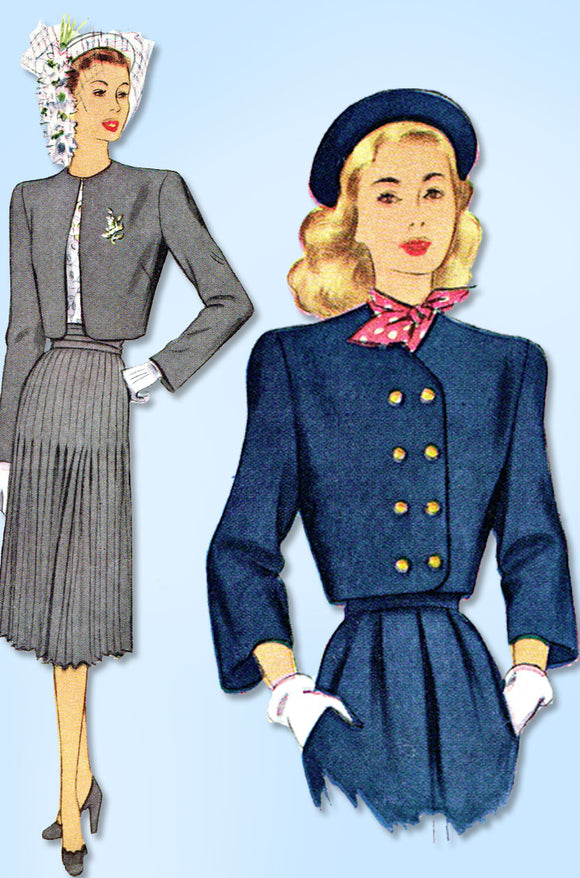 1940s Vintage McCall Sewing Pattern 6916 Uncut Misses Bolero Suit Size ...