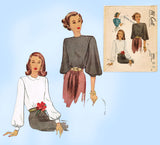 McCall 6923: 1940s Misses Blouse w Puff Sleeves Sz 34 B Vintage Sewing Pattern - Vintage4me2