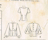 McCall 6923: 1940s Misses Blouse w Puff Sleeves Sz 36 B Vintage Sewing Pattern