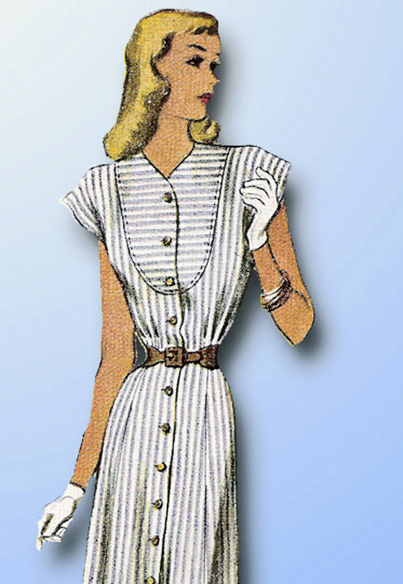 1940s Vintage McCall Sewing Pattern 6941 Misses Street Dress Size 14 34 Bust - Vintage4me2