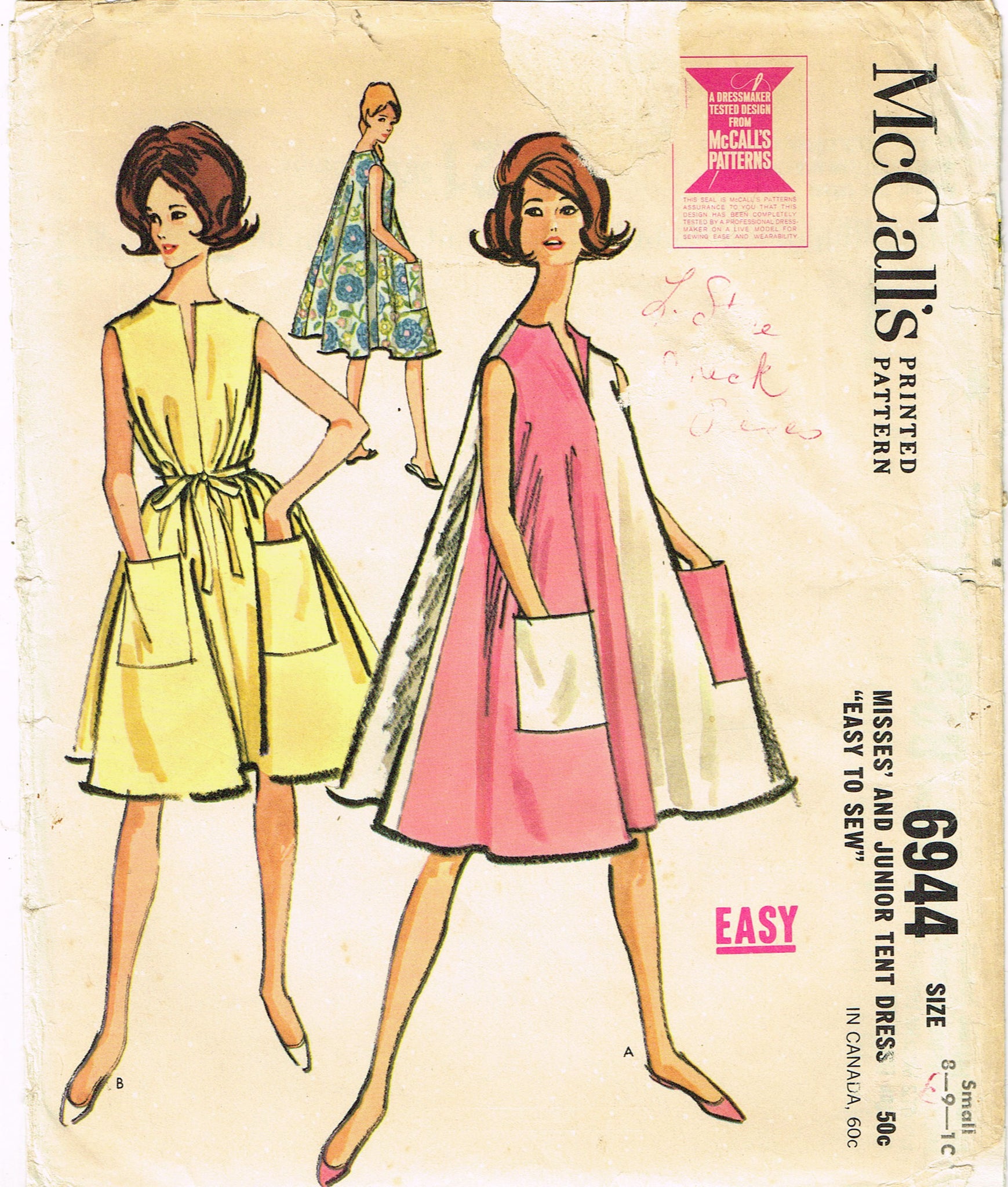 60s tent dress 1960s Vintage McCalls Sewing Pattern 6944 Easy Uncut Misses Tent Dress – Vintage4me2