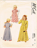 1940s Vintage McCall Sewing Pattern 6975 Toddler Girls Robe or Housecoat Size 3