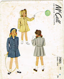 1940s Vintage McCall Sewing Pattern 7005 Toddler Girls Princess Coat Size 6 - Vintage4me2