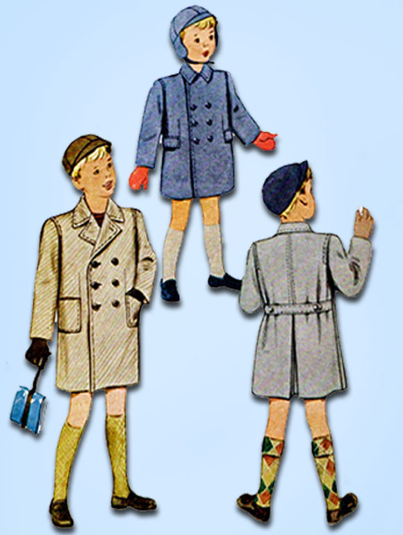 1940s Vintage McCall Sewing Pattern 7009 Uncut Toddler Boys Over Coat Size 2 21B - Vintage4me2