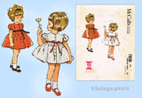 McCall's 7038: 1960s Cute Tiny Toddler Girls Dress Size 2 Vintage Sewing Pattern