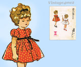 McCall's 7038: 1960s Cute Tiny Toddler Girls Dress Size 2 Vintage Sewing Pattern