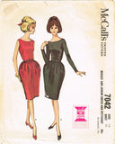 McCall 7042: 1960s Misses Mod Cocktail Dress Size 36 Bust Vintage Sewing Pattern