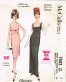 1960s Vintage Misses Easy Evening Gown McCalls Sewing Pattern 7043 Size 34 Bust