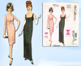 1960s Vintage Misses Easy Evening Gown McCalls Sewing Pattern 7043 Size 34 Bust