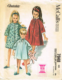 1960s Vintage McCalls Sewing Pattern 7048 Easy Toddler Girls Nighty Robe Sz 4-5
