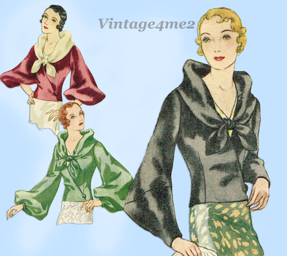 McCall 7063: 1930s Rare Misses Evening Wrap Size 36 Bust Vintage Sewing Pattern - Vintage4me2