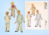 1940s Vintage McCall Sewing Pattern 7070 Toddler Boys 2 PC Pajamas Size 3