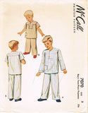 1940s Vintage McCall Sewing Pattern 7070 Toddler Boys 2 PC Pajamas Size 3