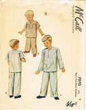 1940s Vintage McCall Sewing Pattern 7070 Toddler Boys 2 PC Pajamas Size 8