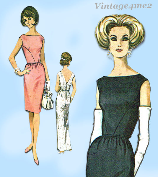1960s Vintage McCalls Sewing Pattern 7081 Misses Evening Gown Dinner Dress 31B