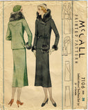 McCall 7106: 1930s Uncut Misses Fur Trimmed Suit Sz 38 B Vintage Sewing Pattern - Vintage4me2