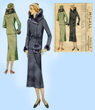 McCall 7106: 1930s Uncut Misses Fur Trimmed Suit Sz 38 B Vintage Sewing Pattern - Vintage4me2