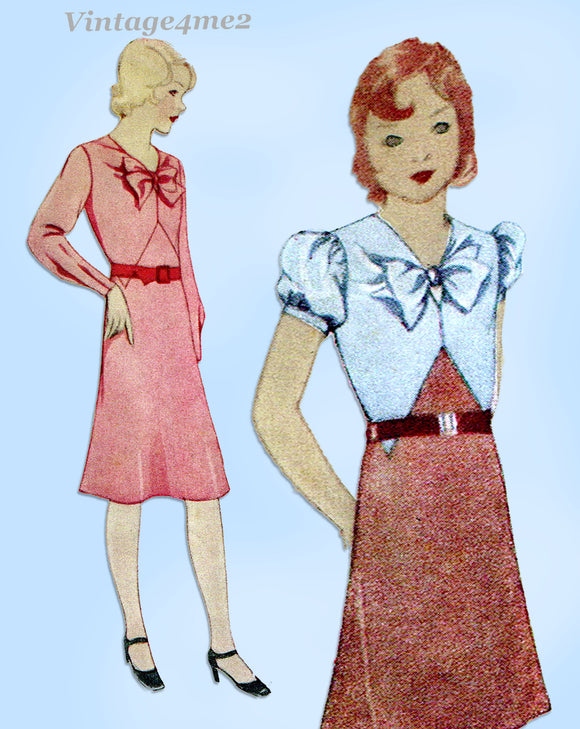 McCall 7113: 1930s Uncut Little Girls Art Deco Dress Sz10 Vintage Sewing Pattern