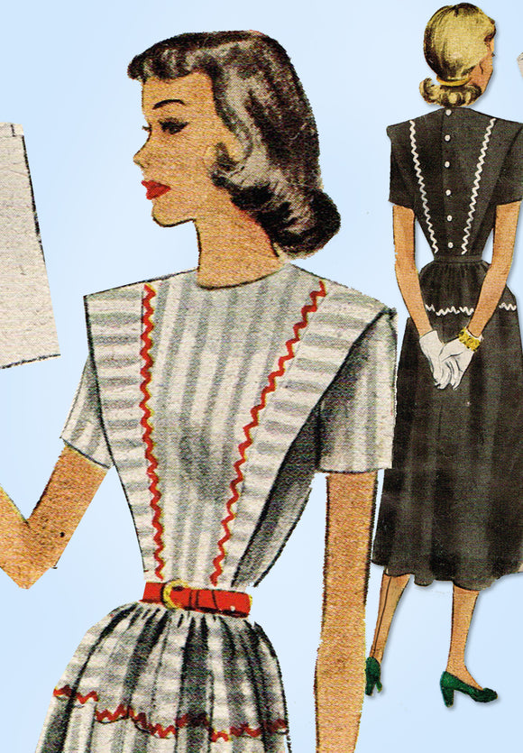 1940s Original Vintage McCall Pattern 7138 Junior Misses Dress Size 35 Bust