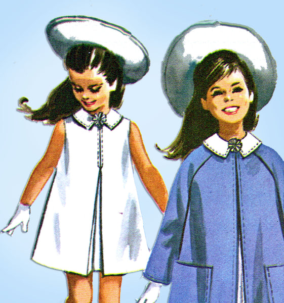 1960s Vintage McCall's Sewing Pattern 7170 Uncut Little Girls Dress & Coat Sz 12