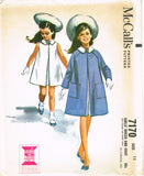 1960s Vintage McCall's Sewing Pattern 7170 Uncut Little Girls Dress & Coat Sz 12
