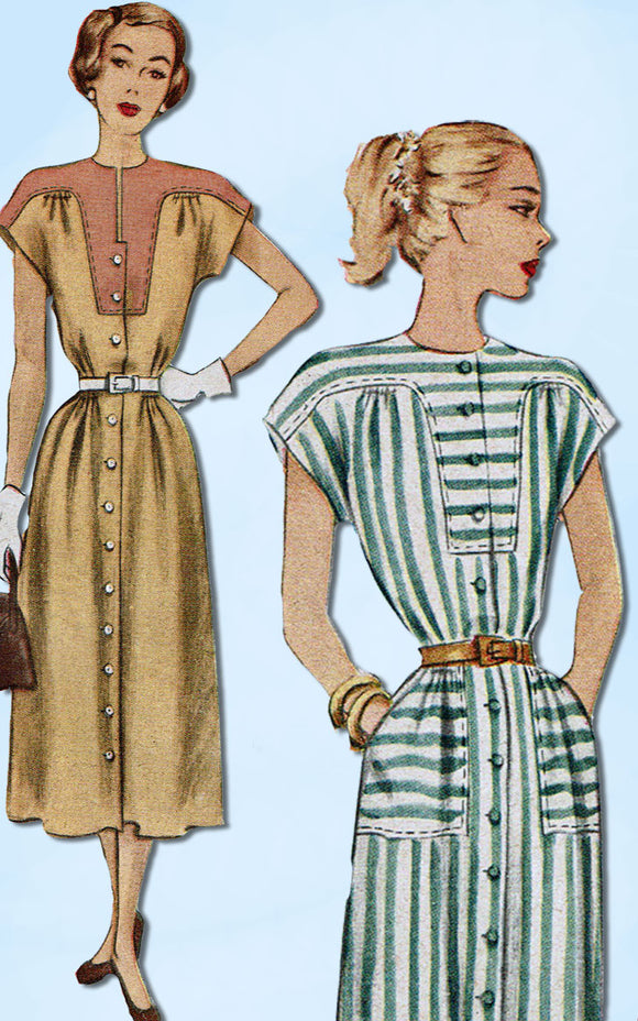 1940s Vintage McCall Sewing Pattern 7212 Misses Street Dress Size 16 34 Bust