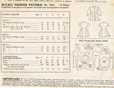1940s Vintage McCall Sewing Pattern 7235 Little Girls Peplum Dress Size 8 26B