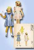 1940s Vintage McCall Sewing Pattern 7235 Little Girls Peplum Dress Size 8 26B