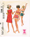 McCall's 7244: 1960s Misses Surfer Set Beach Wear Sz 34 B Vintage Sewing Pattern