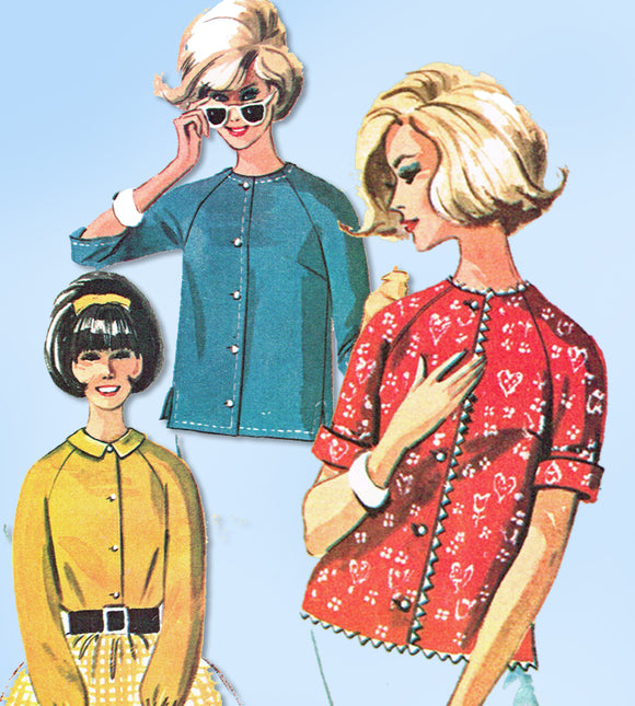 1960s Original Vintage McCalls Sewing Pattern 7258 Easy Misses Jacket Set Sz 38B