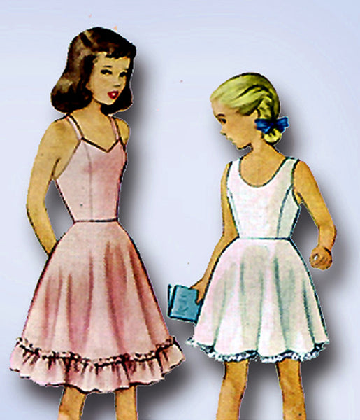 1940s Vintage McCall Sewing Pattern 7273 Little Girls Petticoat Slips Size 10