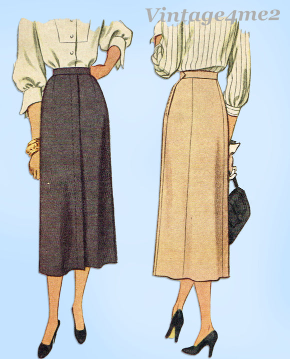 1940s Vintage McCall Sewing Pattern 7275 Easy Misses Slender Day Skirt Sz 34 W