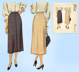 1940s Vintage McCall Sewing Pattern 7275 Easy Misses Slender Day Skirt Sz 34 W