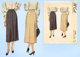 1940s Vintage McCall Sewing Pattern 7275 Easy Misses Slender Day Skirt Sz 34 W