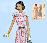McCall 7283: 1940s Lovely Misses Peplum Dress Sz 33 B Vintage Sewing Pattern