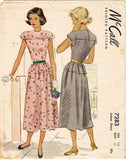 McCall 7283: 1940s Lovely Misses Peplum Dress Sz 33 B Vintage Sewing Pattern