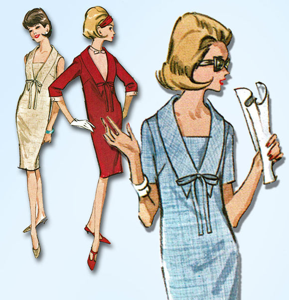 1960s Original Vintage McCalls Pattern 7316 Misses Shift Dress Size 32 Bust
