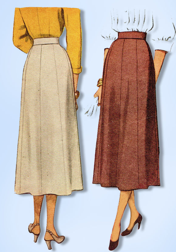1940s Original Vintage McCall Pattern 7338 Uncut Plus Size Slender Skirt 32 W